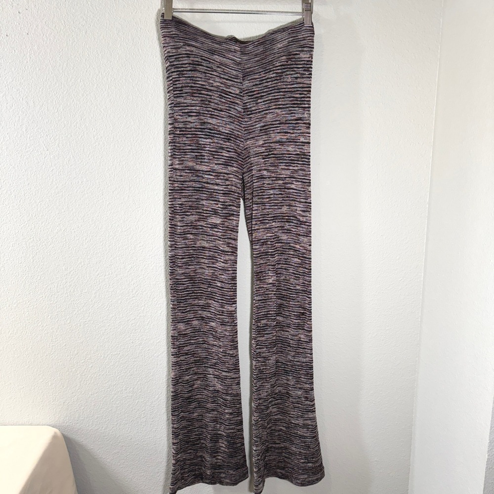 Free People Spun Silk Blend Space Dye Knit Sweater Flare Pants Sandstone Small